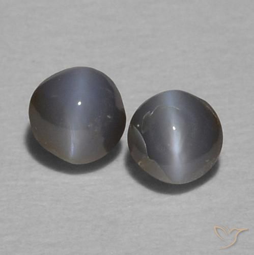 0.36ctw Naturale Grigio scuro Crisoberillo effetto occhio di gatto, Rotondo, Opaco