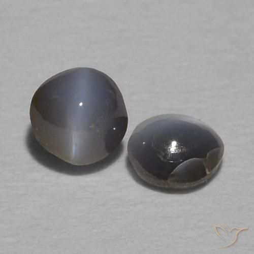 Gemme di Crisoberillo effetto occhio di gatto Grigio scuro naturale da 0.36 ct, Rotondo, Opaco