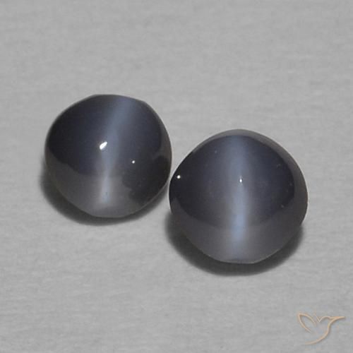 0.32ctw Naturale Grigio scuro Crisoberillo effetto occhio di gatto, Rotondo, Opaco