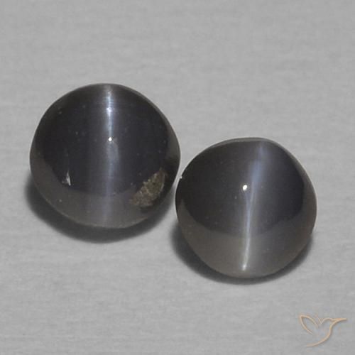 0.43ctw Naturale Grigio medio Crisoberillo effetto occhio di gatto, Ovale, Opaco