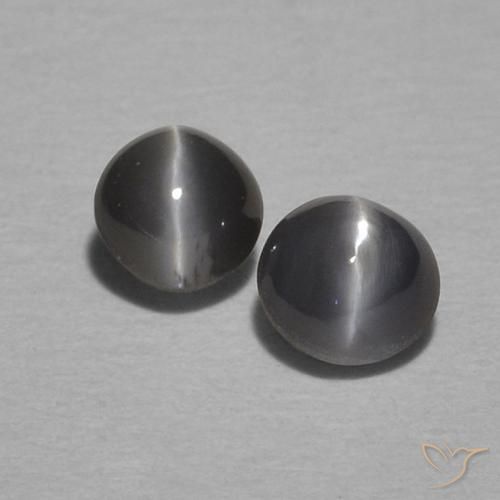 0.52ctw Naturale Grigio nero Crisoberillo effetto occhio di gatto, Ovale, Opaco