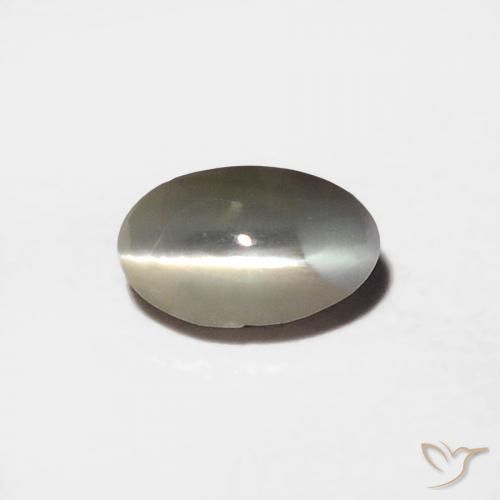 0.39ct Naturale Grigio molto chiaro Crisoberillo effetto occhio di gatto, Ovale, Opaco