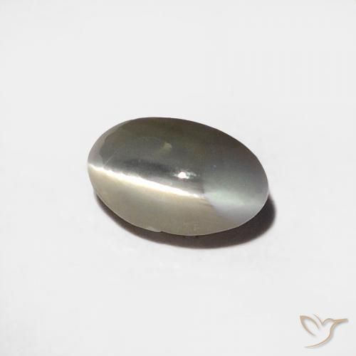 Crisoberillo effetto occhio di gatto Grigio molto chiaro naturale da 0.39 ct, Ovale, Opaco