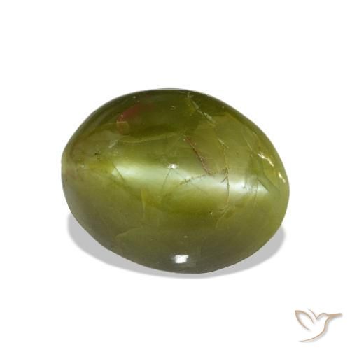Crisoberillo effetto occhio di gatto Verde caldo naturale da 7.16 ct, Ovale, Opaco