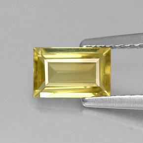 Crisoberillo Oro verdastro naturale da 0.75 ct, Taglio a baguette, VVS-VS