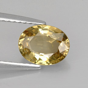 Crisoberillo naturale giallo da 1,37 ct, taglio ovale, VVS