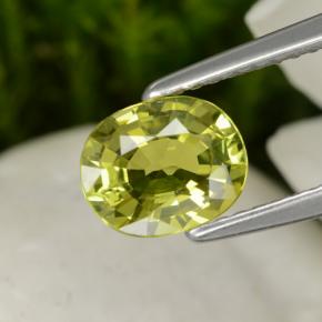 Crisoberillo naturale giallo da 1,30 ct, taglio ovale, VVS