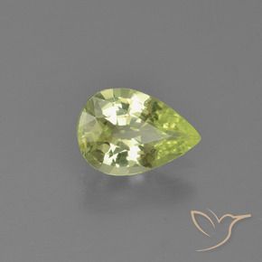 Crisoberillo Giallo Limone Chiaro naturale da 1.31 ct, Forma a pera, VVS-VS