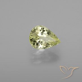 Crisoberillo Giallo chiaro naturale da 1.28 ct, Forma a pera, VVS