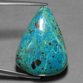Crisocolla naturale multicolore da 36,53 ct, taglio a pera, opaco
