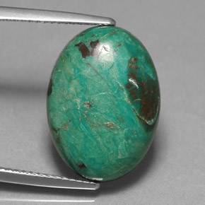 Crisocolla naturale verde da 7,78 ct, taglio ovale, opaco