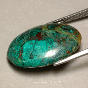 Crisocolla naturale multicolore da 18,89 ct, taglio ovale, opaco