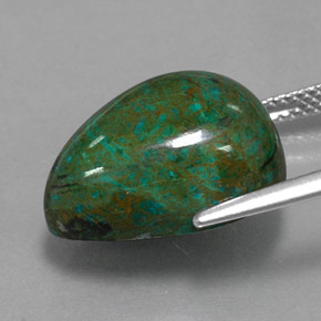 Crisocolla naturale multicolore da 15,79 ct, taglio a pera, opaco