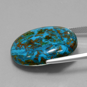 Crisocolla naturale multicolore da 47,87 ct, taglio ovale, opaco