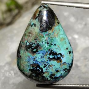 Crisocolla naturale multicolore da 17,25 ct, taglio a pera, opaco