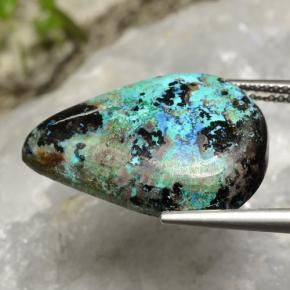 Crisocolla naturale multicolore da 17,25 ct, taglio a pera, opaco