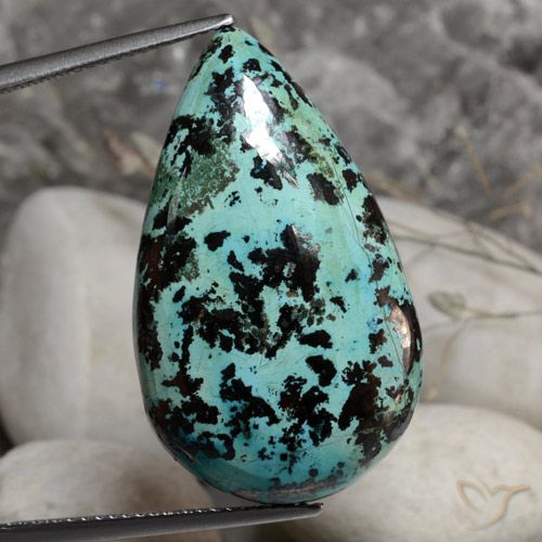 31.51ct Naturale Multicolore Crisocolla, Forma a pera, Opaco