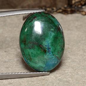 Crisocolla naturale multicolore da 12,81 ct, taglio ovale, opaco