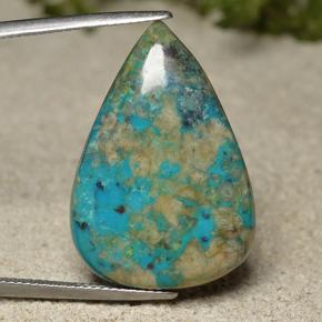Crisocolla naturale multicolore da 17,67 ct, taglio a pera, opaco