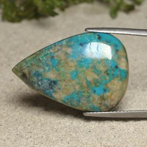 Crisocolla naturale multicolore da 17,67 ct, taglio a pera, opaco
