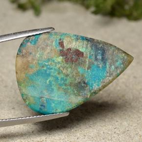 Crisocolla naturale multicolore da 17,67 ct, taglio a pera, opaco