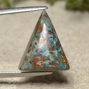 Crisocolla Multicolore naturale da 12.09 ct, Taglio trillion, Opaco