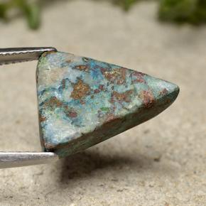 Crisocolla Multicolore naturale da 12.09 ct, Taglio trillion, Opaco