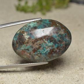 Crisocolla multicolore naturale da 30,82 ct, taglio ovale, opaco