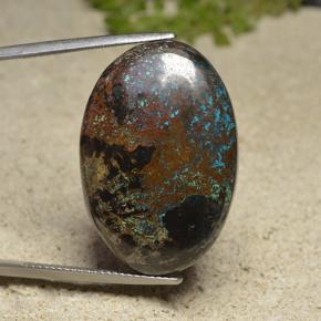 Crisocolla naturale multicolore da 46,89 ct, taglio ovale, opaco