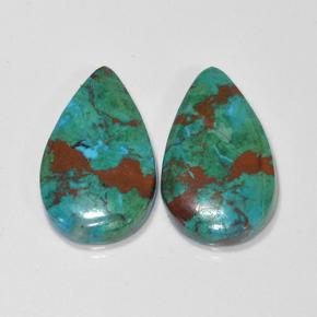 Crisocolla naturale multicolore da 10,79 ct, taglio a pera, opaco
