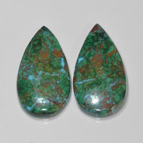 Crisocolla naturale multicolore da 25,04 ct, taglio a pera, opaco