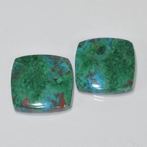 Crisocolla naturale multicolore da 17,54 ct, taglio a cuscino, opaco