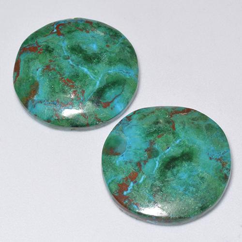 Crisocolla naturale multicolore da 18,56 ct, taglio rotondo, opaco