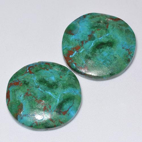 Crisocolla naturale multicolore da 18,56 ct, taglio rotondo, opaco