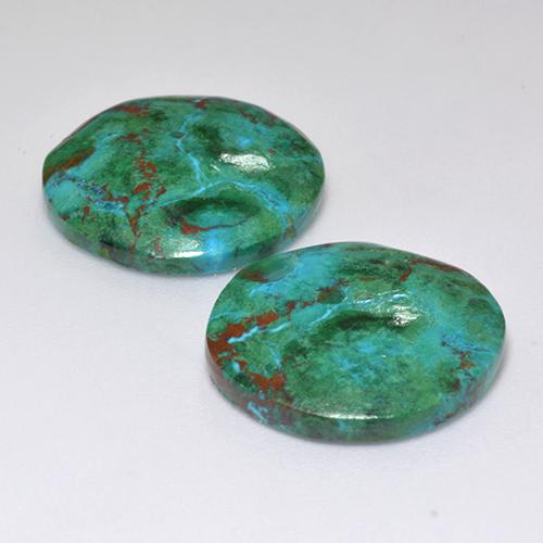 Crisocolla naturale multicolore da 18,56 ct, taglio rotondo, opaco