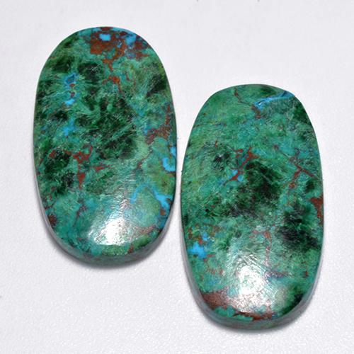 Crisocolla naturale multicolore da 25,92 ct, taglio ovale, opaco