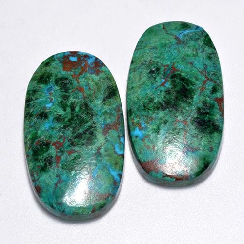 Crisocolla naturale multicolore da 25,92 ct, taglio ovale, opaco