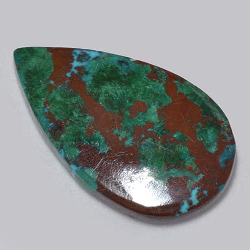 Crisocolla naturale multicolore da 6,13 ct, taglio a pera, opaco
