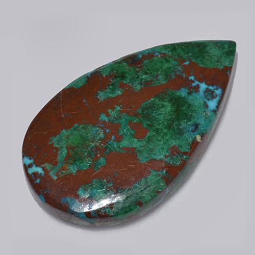 Crisocolla naturale multicolore da 6,13 ct, taglio a pera, opaco