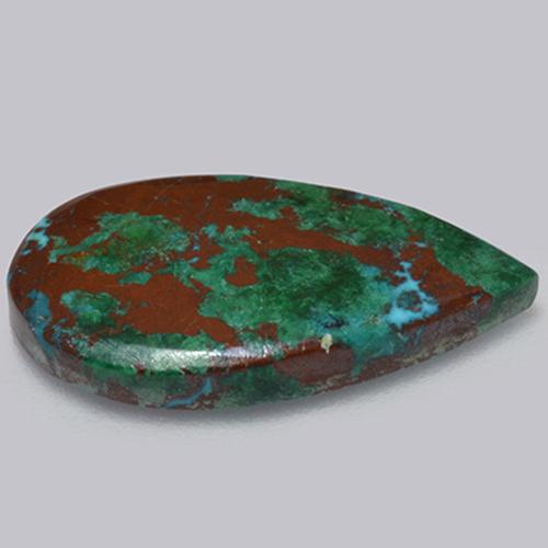 Crisocolla naturale multicolore da 6,13 ct, taglio a pera, opaco