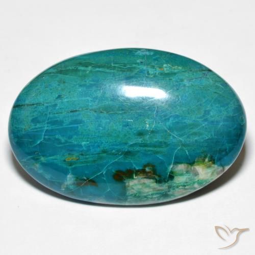 36.15ct Naturale Blu Medio Verde Crisocolla, Ovale, Opaco