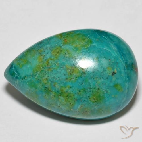 36.19ct Naturale Multicolore Crisocolla, Forma a pera, Opaco