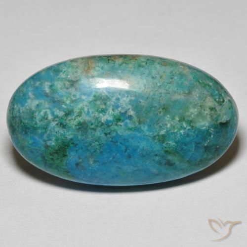 Crisocolla Blu verdastro medio naturale da 33.90 ct, Ovale, Opaco
