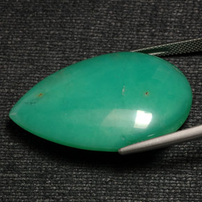 Crisoprasio naturale verde da 50,20 ct, taglio a pera, opaco
