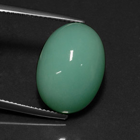 Crisoprasio naturale verde da 14,08 ct, taglio ovale, opaco