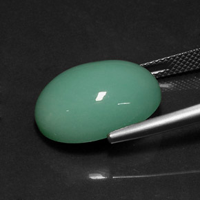 Crisoprasio naturale verde da 14,08 ct, taglio ovale, opaco