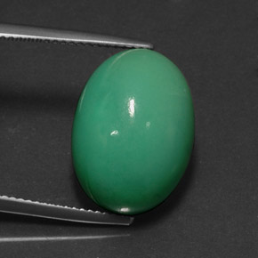 Crisoprasio naturale verde da 14,83 ct, taglio ovale, opaco