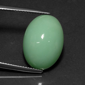 Crisoprasio verde naturale da 12,08 ct, taglio ovale, opaco