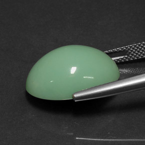 Crisoprasio verde naturale da 12,08 ct, taglio ovale, opaco