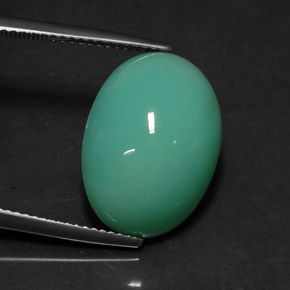 Crisoprasio naturale verde da 13,08 ct, taglio ovale, opaco